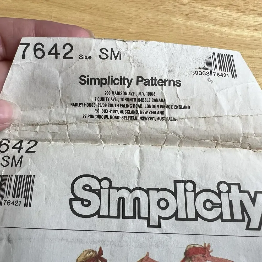 Vintage 1986 Simplicity Sewing Patterns 7642 Lone Ranger Costumes Small